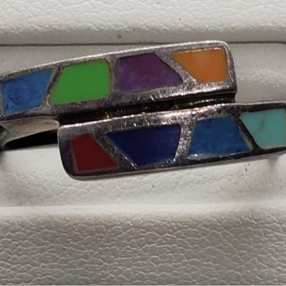 Colorful Mosaic Silver Ring - Picture 5 of 8